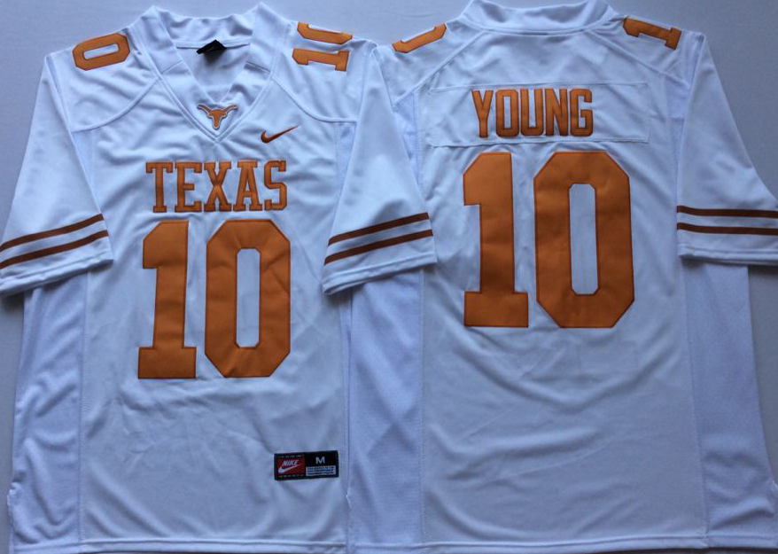 NCAA Men Texas Longhorns White #10 YOUNG